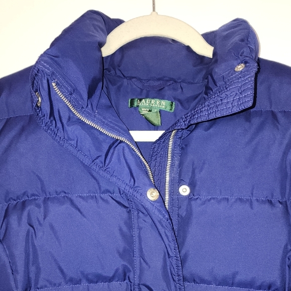 Lauren Ralph Lauren Deep Blue Puffer Jacket Size Large PTP 24in Length 26 In - Picture 2 of 9